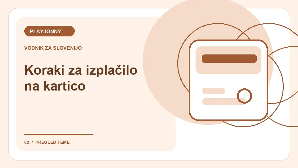 Izplačilo na kartico PLAYJONNY – Visa in Mastercard: Koraki za izplačilo na kartico – ilustracija za pregled plačil
